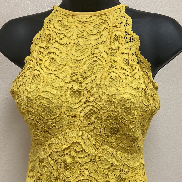 Zara Yellow Lace Overlay Dress - Picture 14 of 15